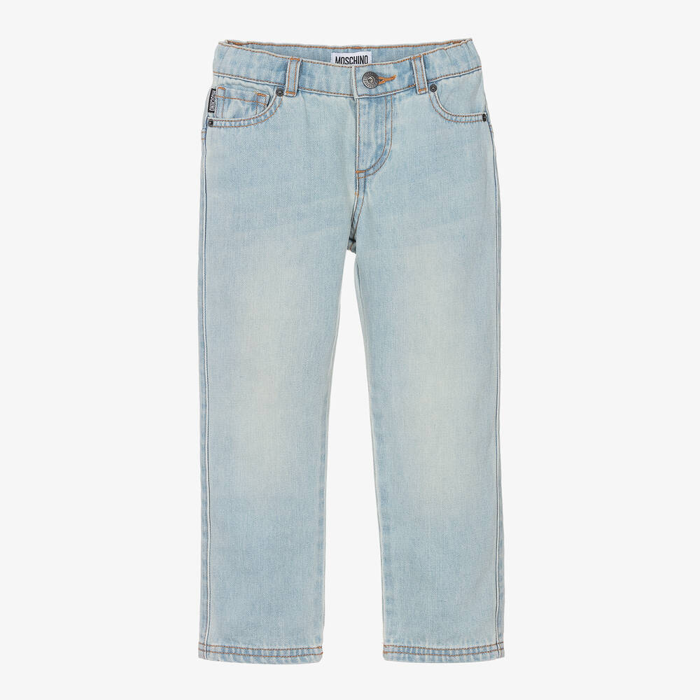 Moschino Kid-Teen - Boys Blue Denim Logo Jeans | Childrensalon