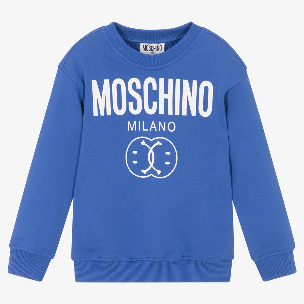 Moschino Kid-Teen - Boys Blue Double Smiley Sweatshirt | Childrensalon