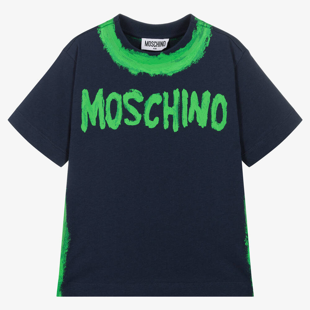 Moschino Кид-Тин-Сине-зеленая футболка для мальчиков | Childrensalon Outlet
