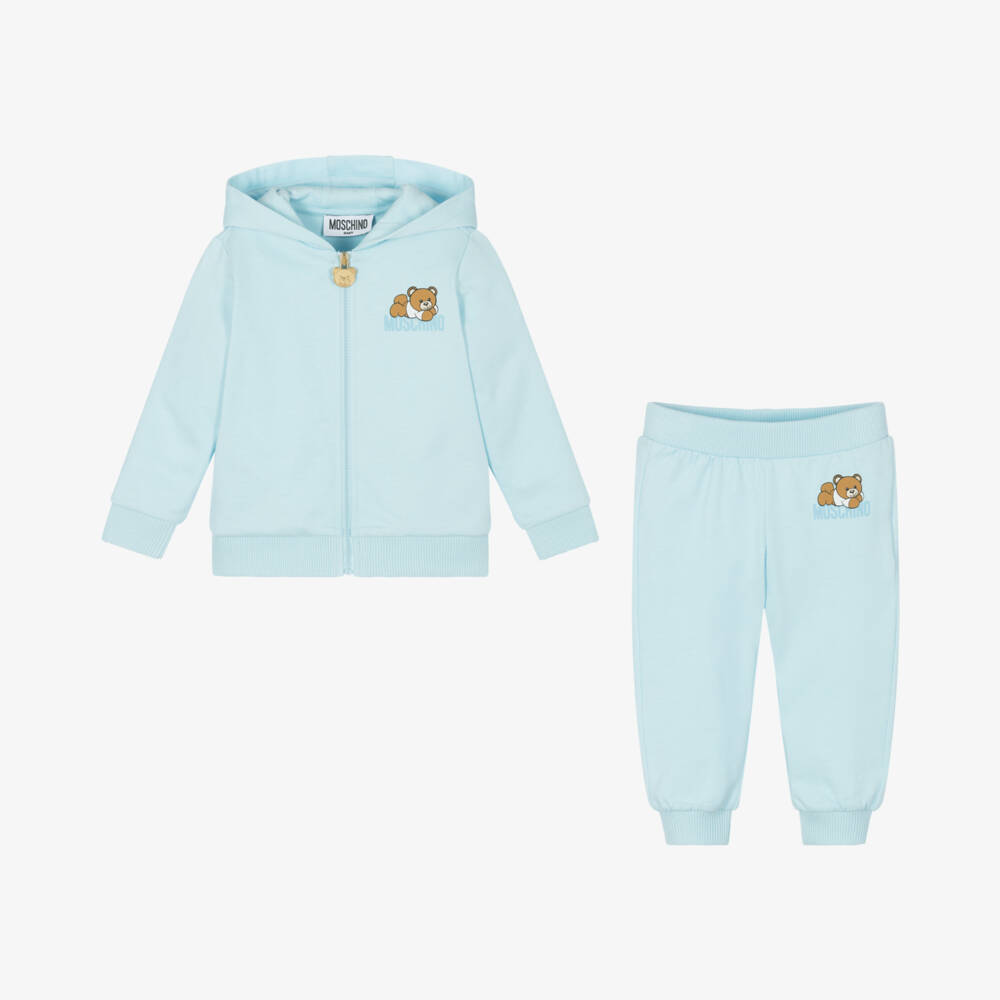 Moschino Baby-Boys Blue Hooded Tracksuit | Childrensalon Outlet