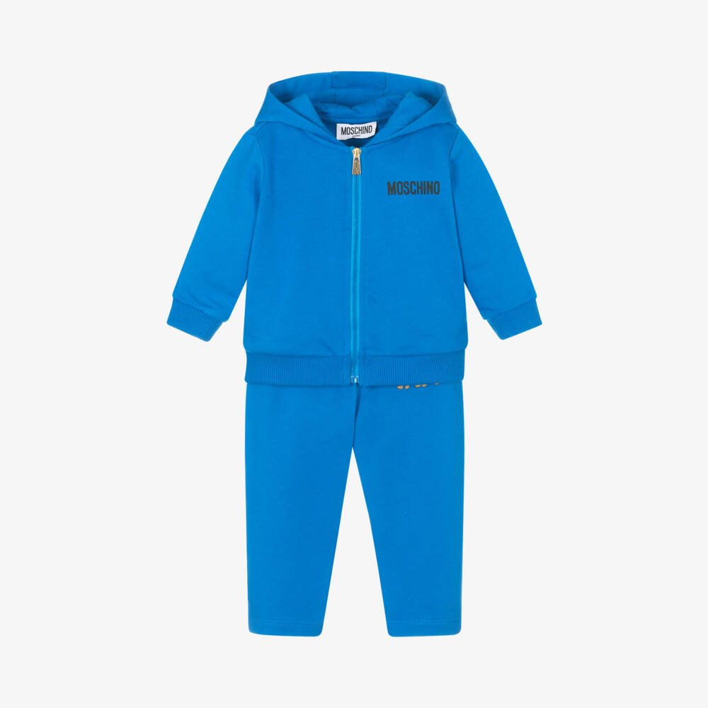 Moschino Baby-Boys Blue Hooded Tracksuit | Childrensalon Outlet