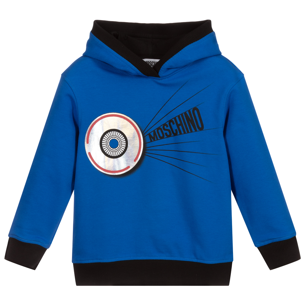 Moschino Kid-Teen - Boys Blue Logo Hoodie | Childrensalon