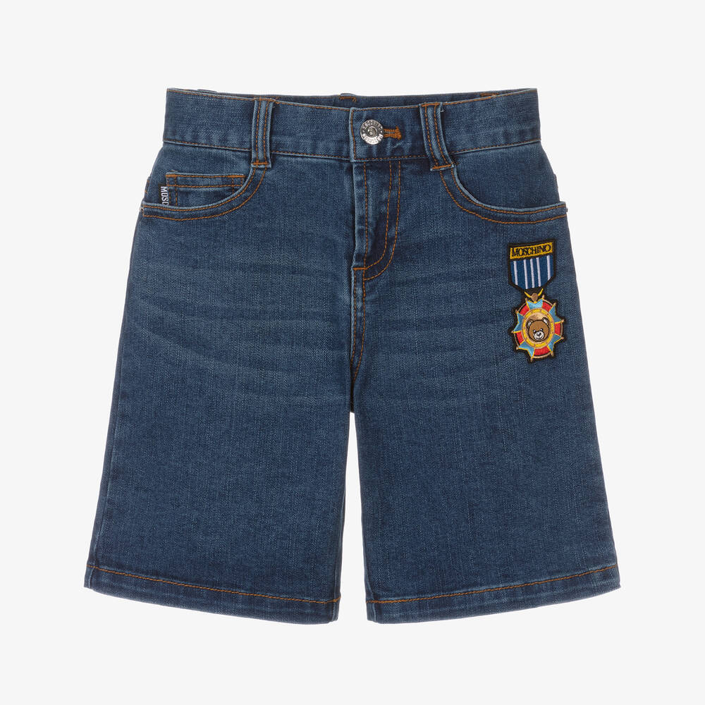 Moschino Кид-Тин-Boys Blue Medallion Denim Shorts | Childrensalon Outlet