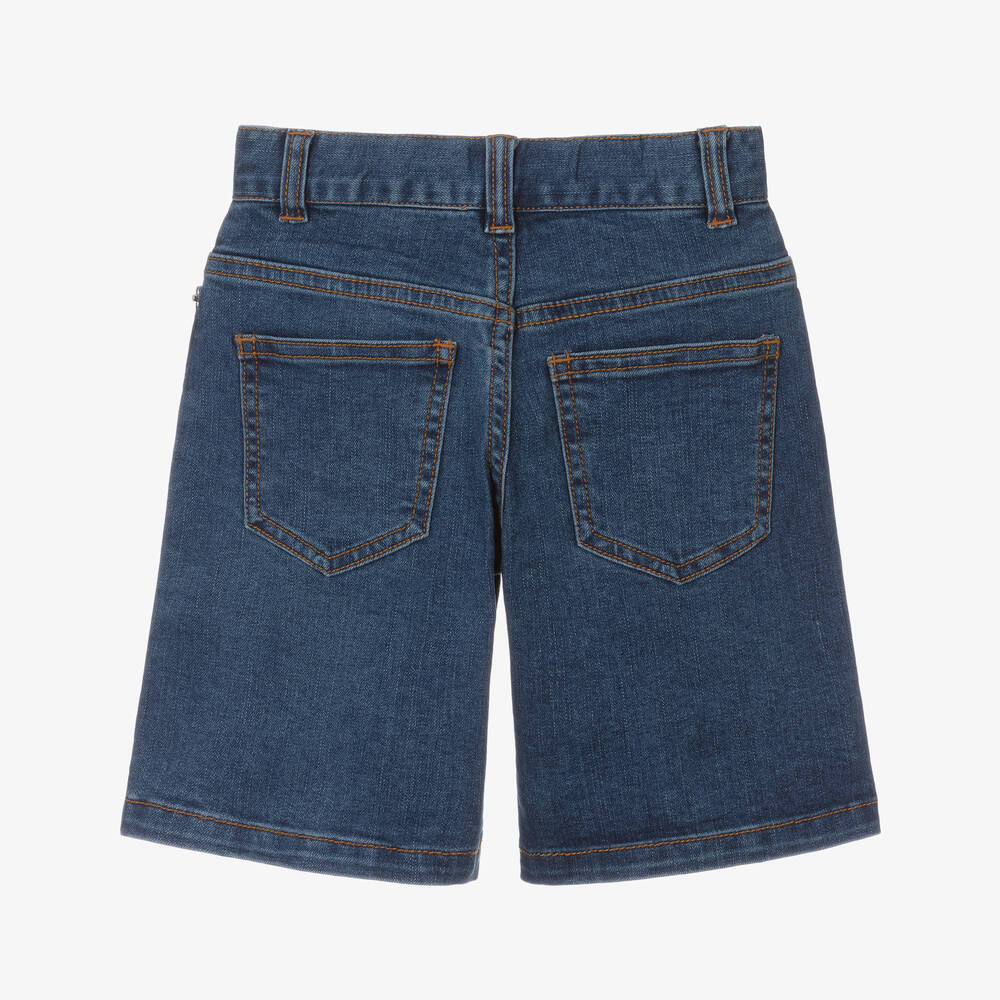 Moschino Kid-Teen-Boys Blue Medallion Denim Shorts | Childrensalon Outlet