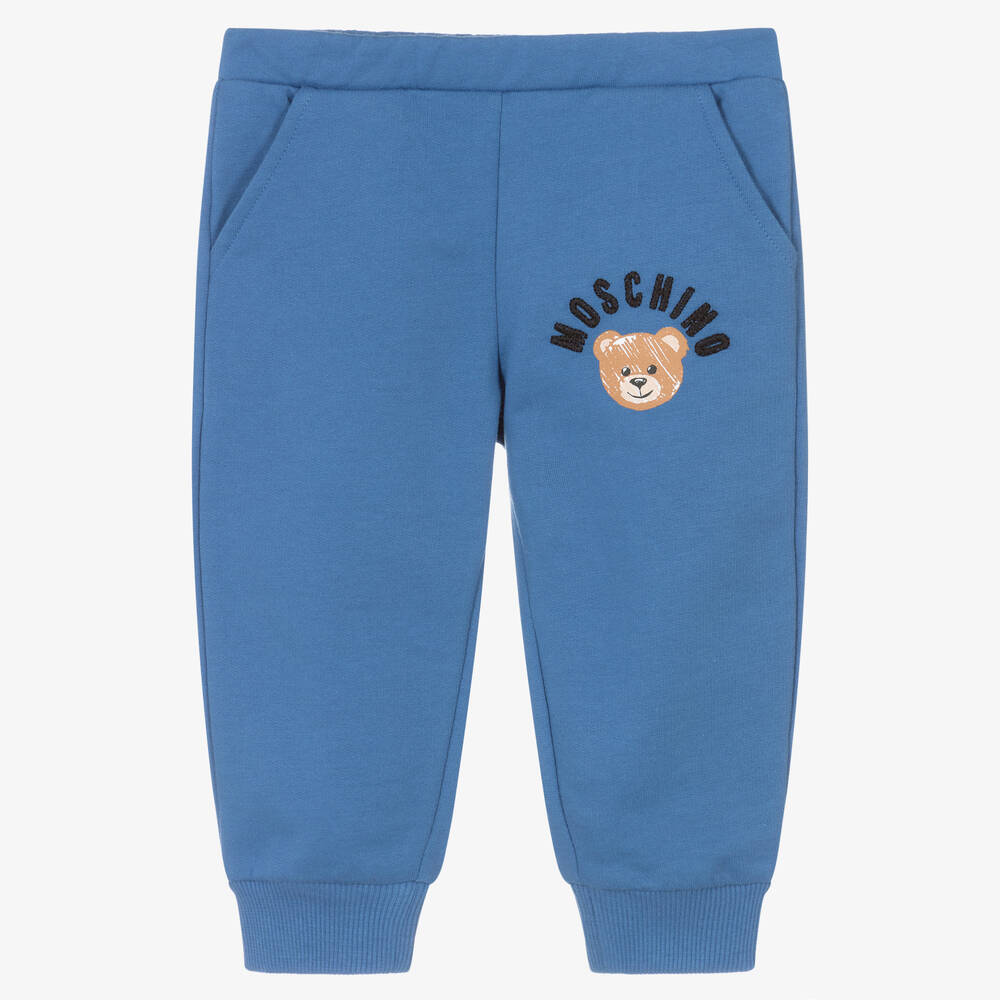 Moschino Baby - Boys Blue Organic Cotton Logo Joggers | Childrensalon