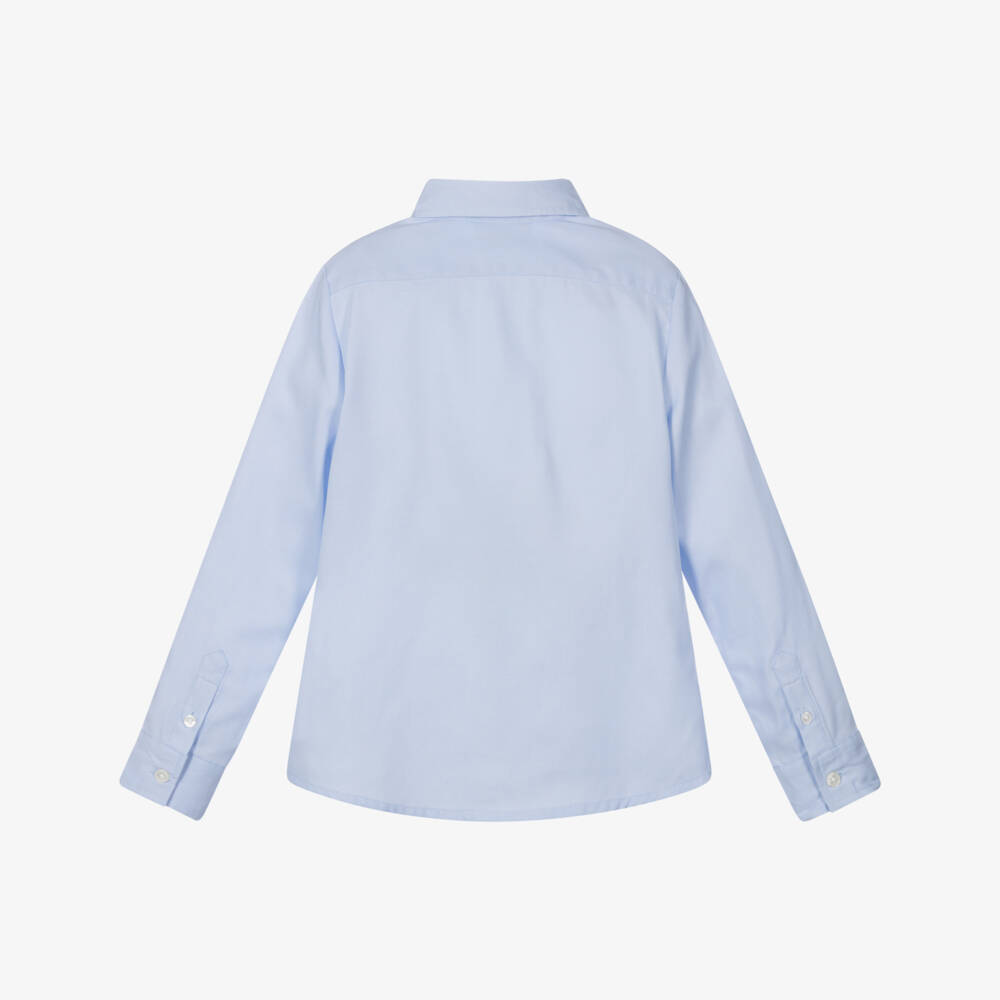 Moschino-Boys Blue Oxford Teddy Shirt | Childrensalon Outlet