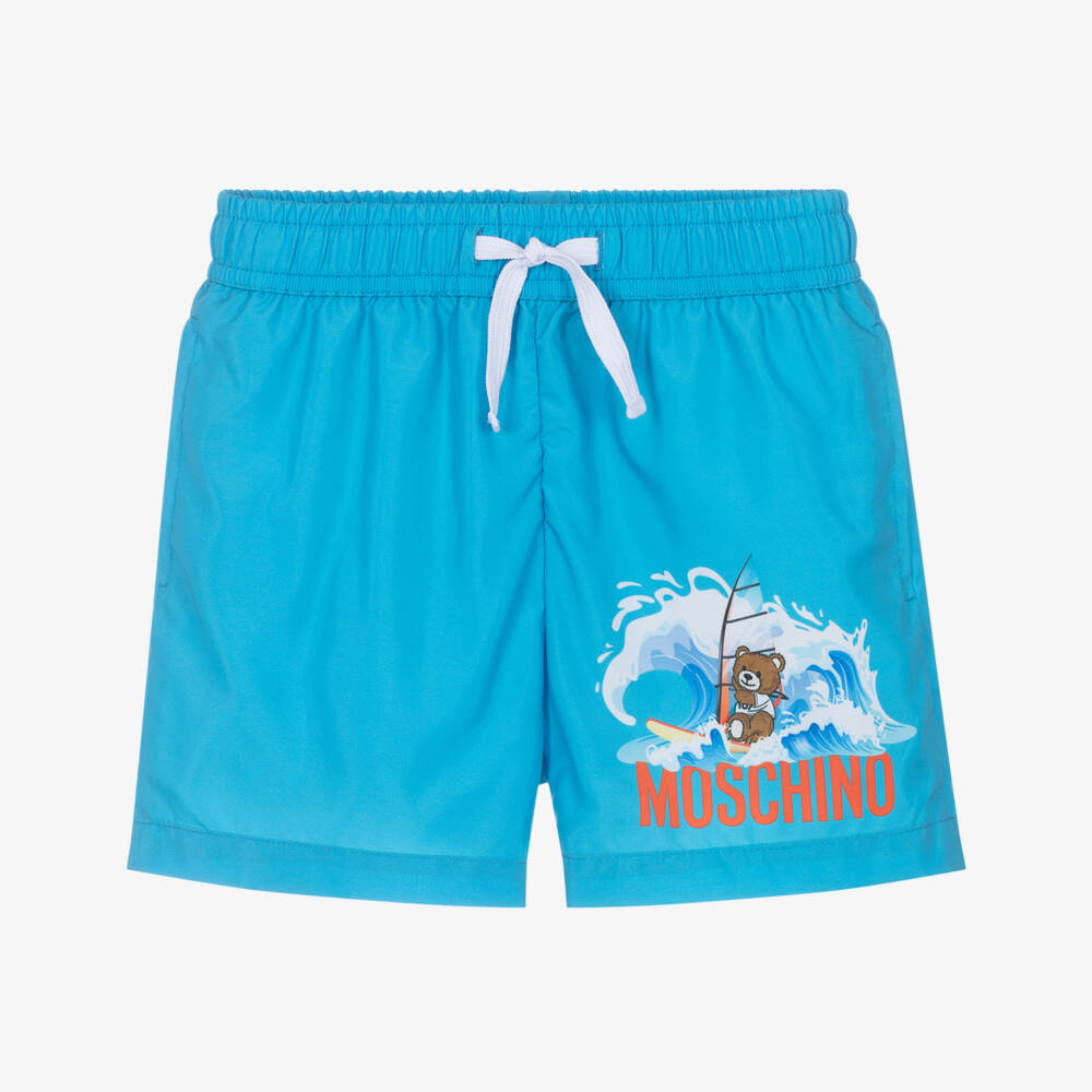 Moschino-Boys Blue Surf Bear Swim Shorts | Childrensalon Outlet
