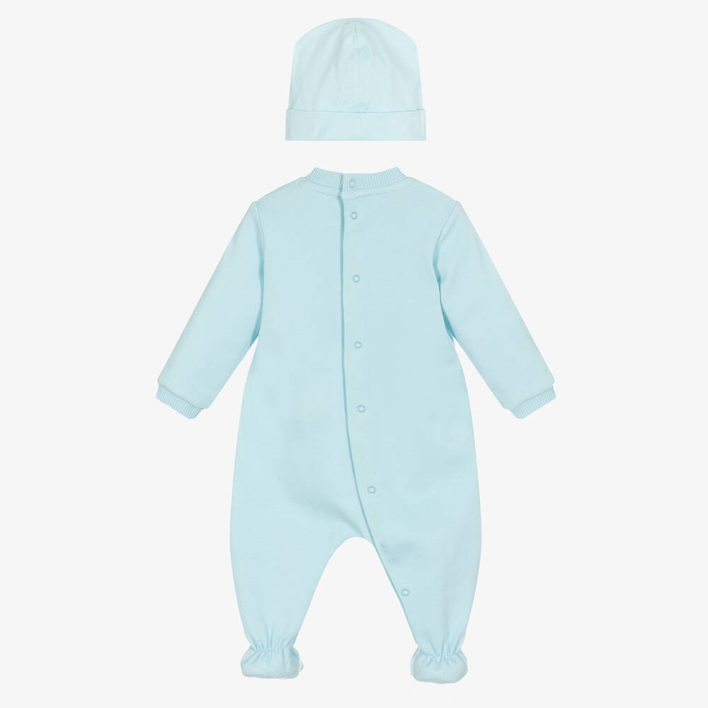 Moschino Малыши-Голубой комбинезон и шапочка с медвежонком | Childrensalon Outlet