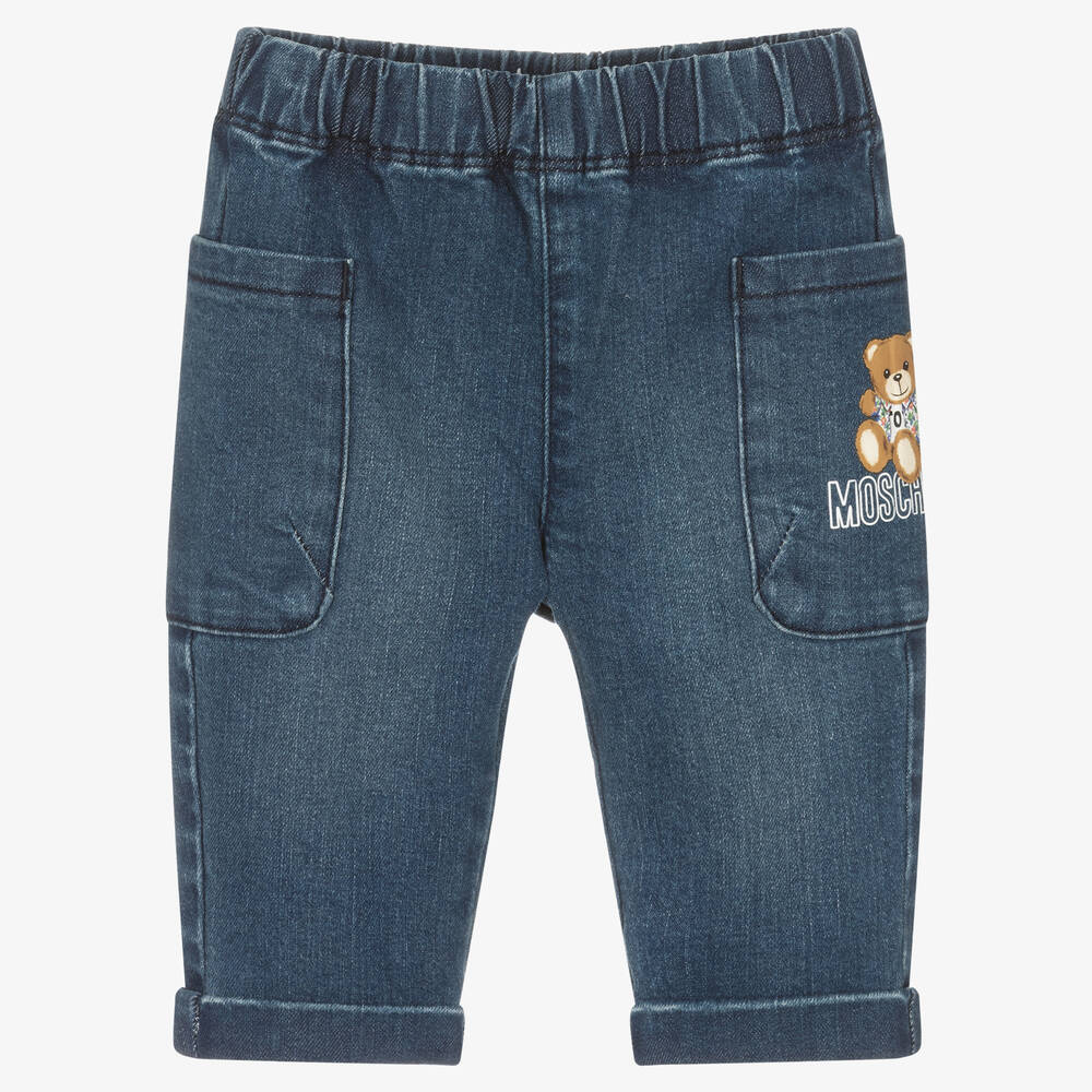 Moschino Baby - Boys Blue Teddy Bear Denim Jeans | Childrensalon