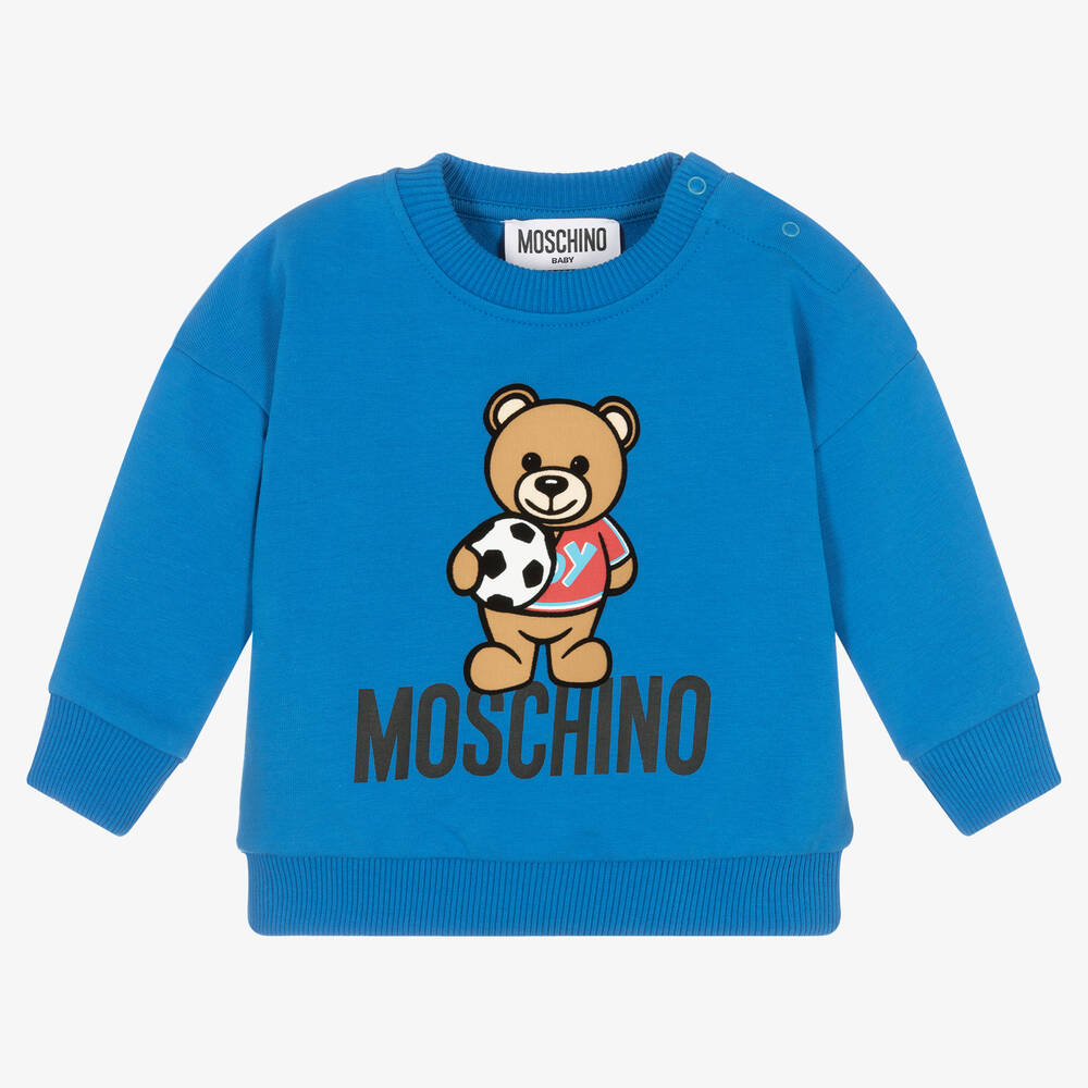 Moschino Baby - سويتشيرت أطفال ولادي قطن جيرسي لون أزرق | Childrensalon