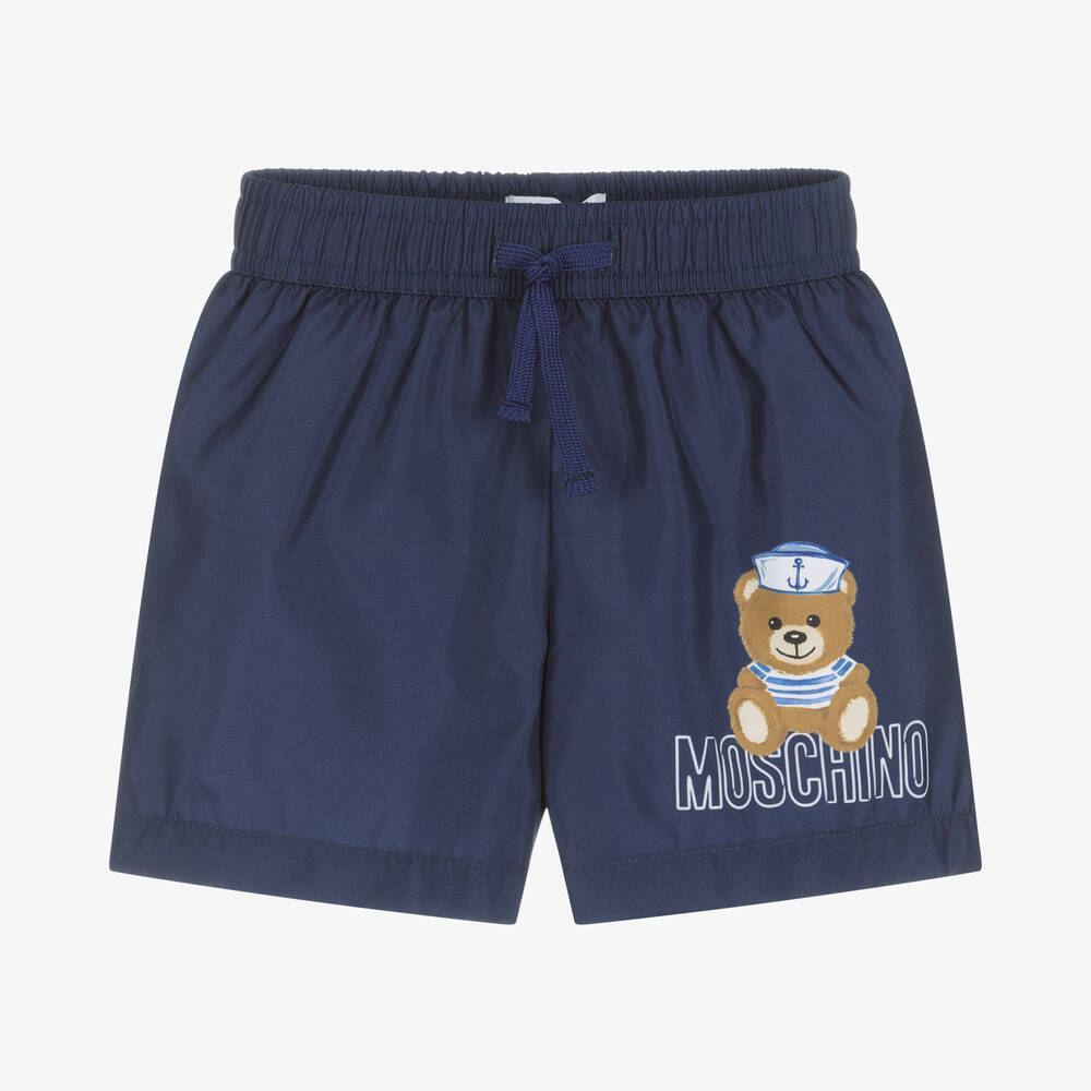 Moschino Kid-Teen - Boys Blue Teddy Bear Logo Swim Shorts | Childrensalon