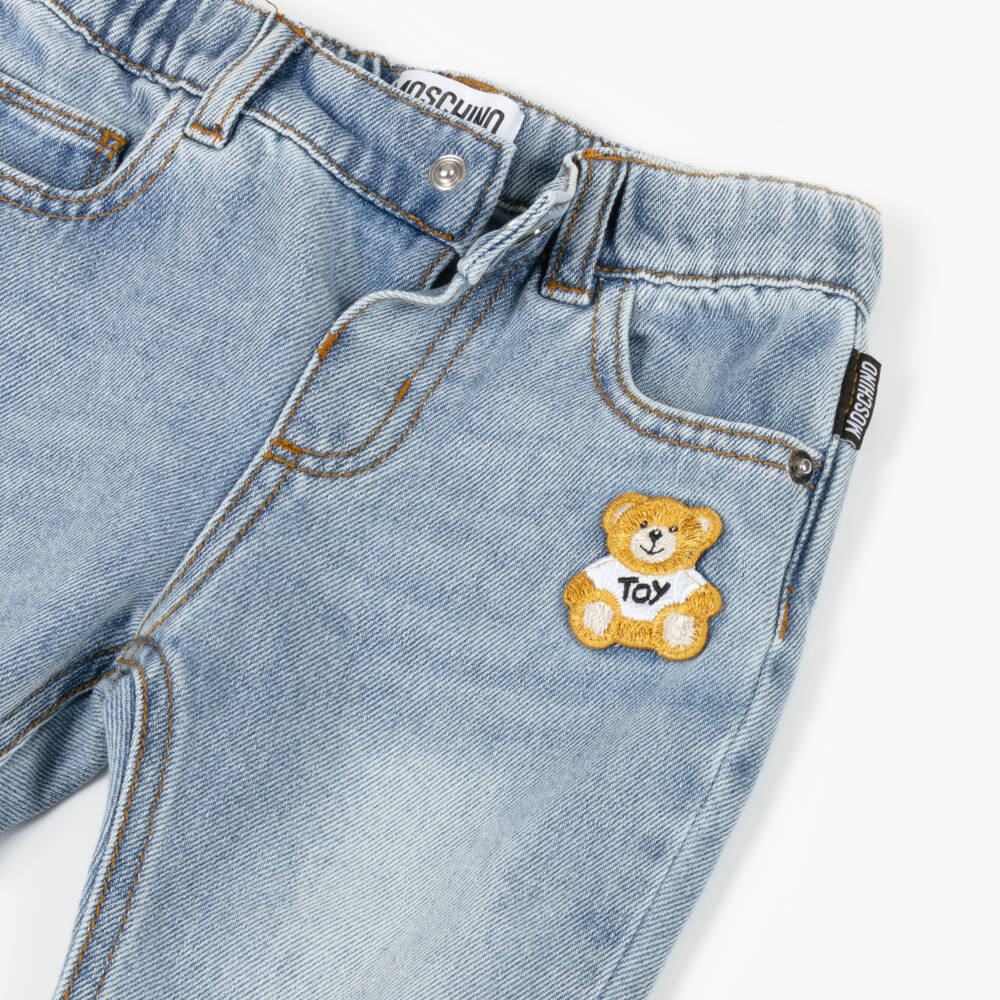 Moschino-Boys Blue Teddy Denim Trousers | Childrensalon Outlet