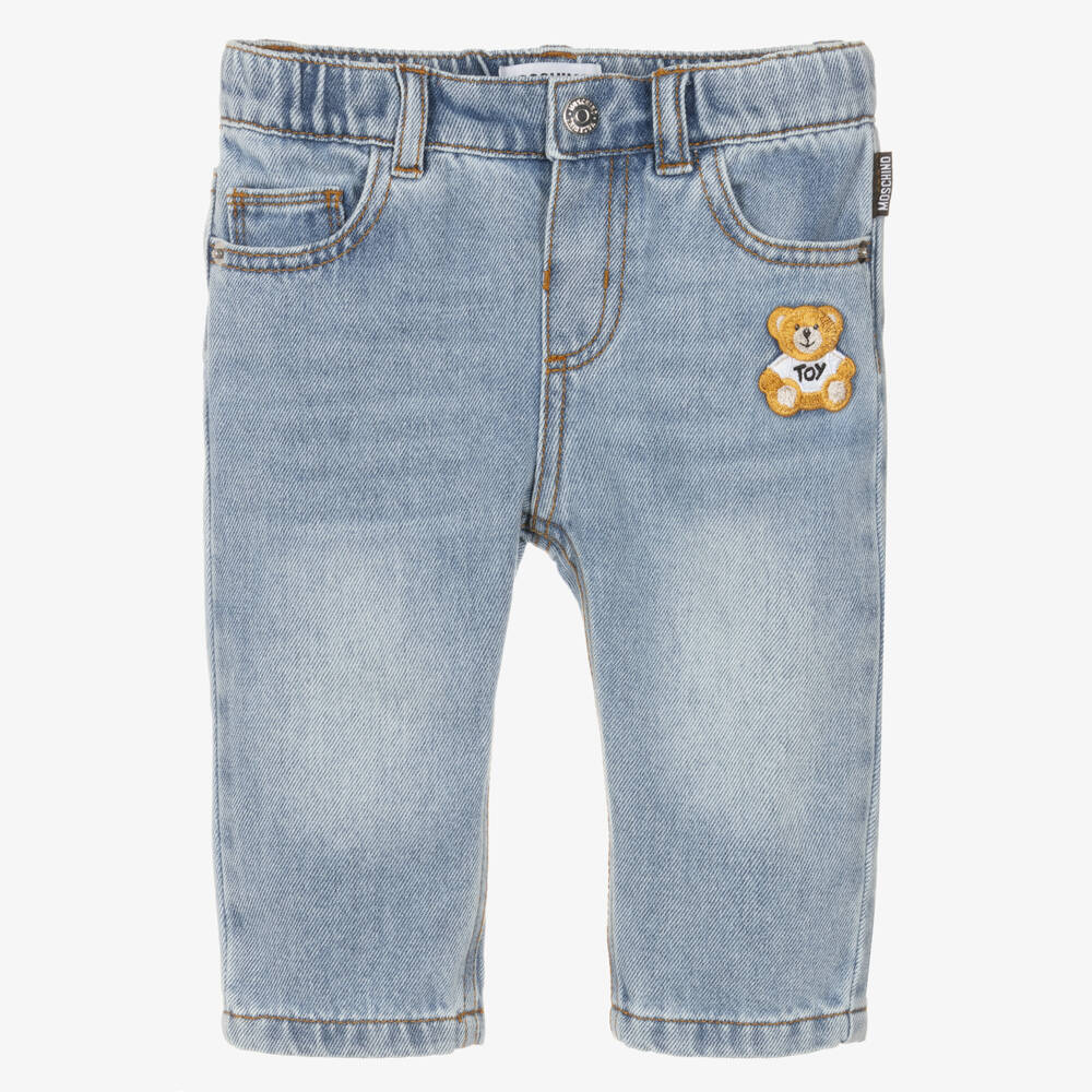 Moschino-Джинсы с мишкой синие для мальчиков | Childrensalon Outlet