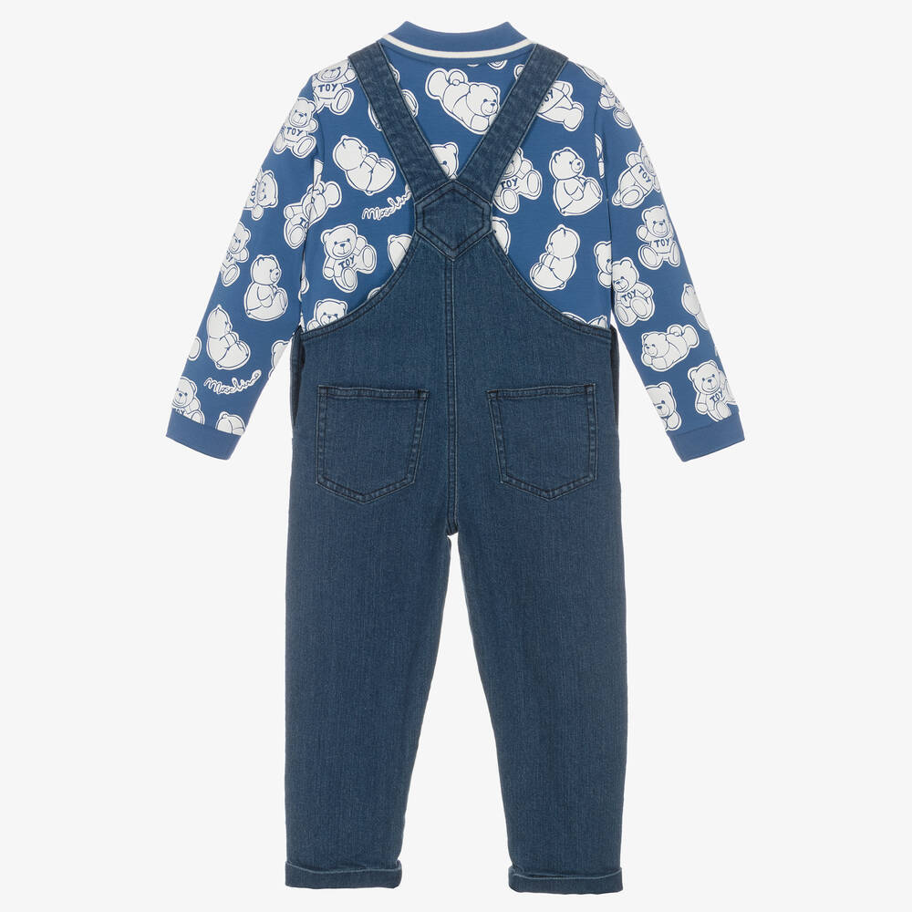 موسكينو Baby-طقم دانغريز أطفال ولادي قطن جيرسي لون أزرق | Childrensalon Outlet