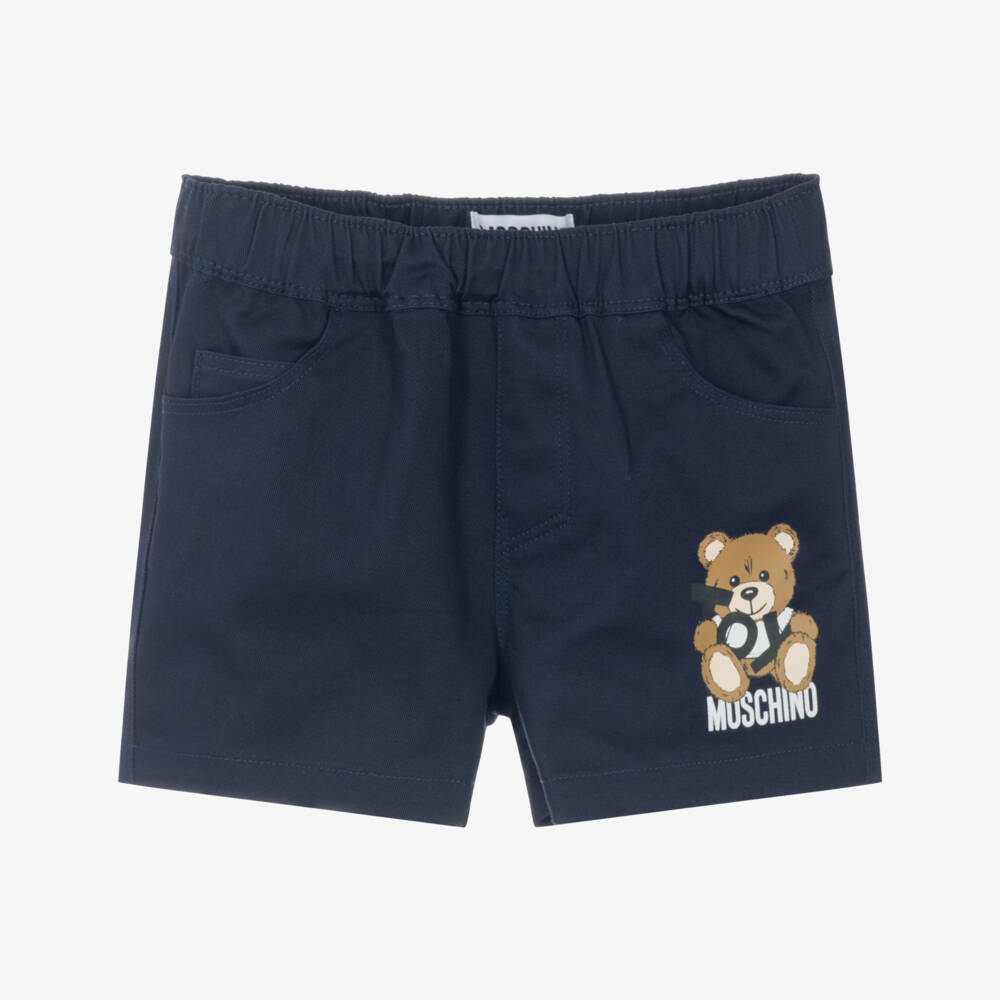 Moschino-Шорты с логотипом и медвежонком для мальчиков синие | Childrensalon Outlet