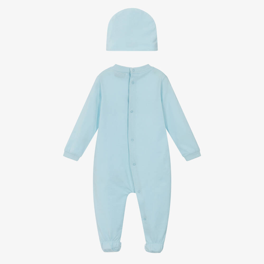 Moschino-Boys Blue Teddy Print Babysuit Ensemble | Childrensalon Outlet