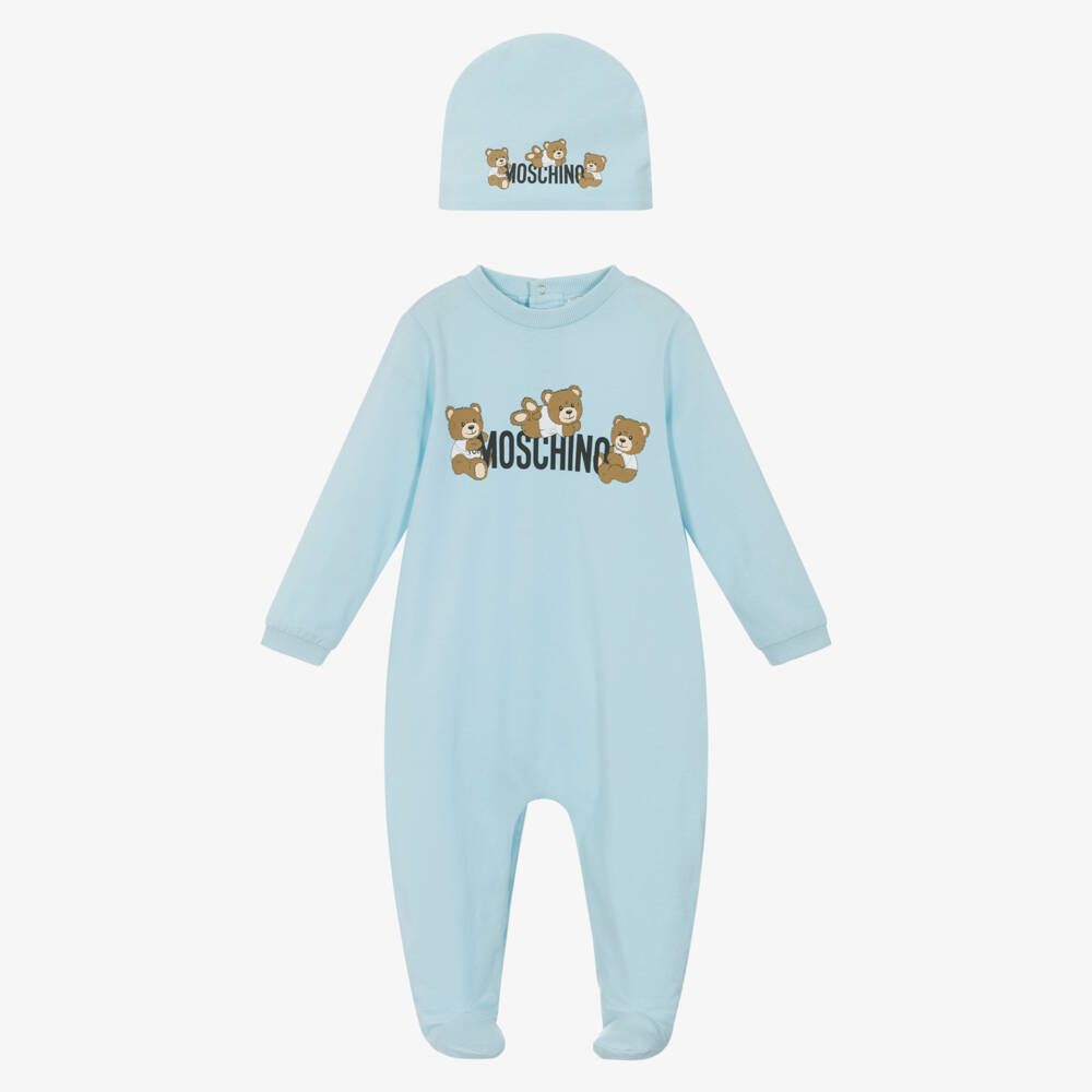 Moschino-طقم بيبي أزرق للأولاد بطبعة دمية دب | Childrensalon Outlet