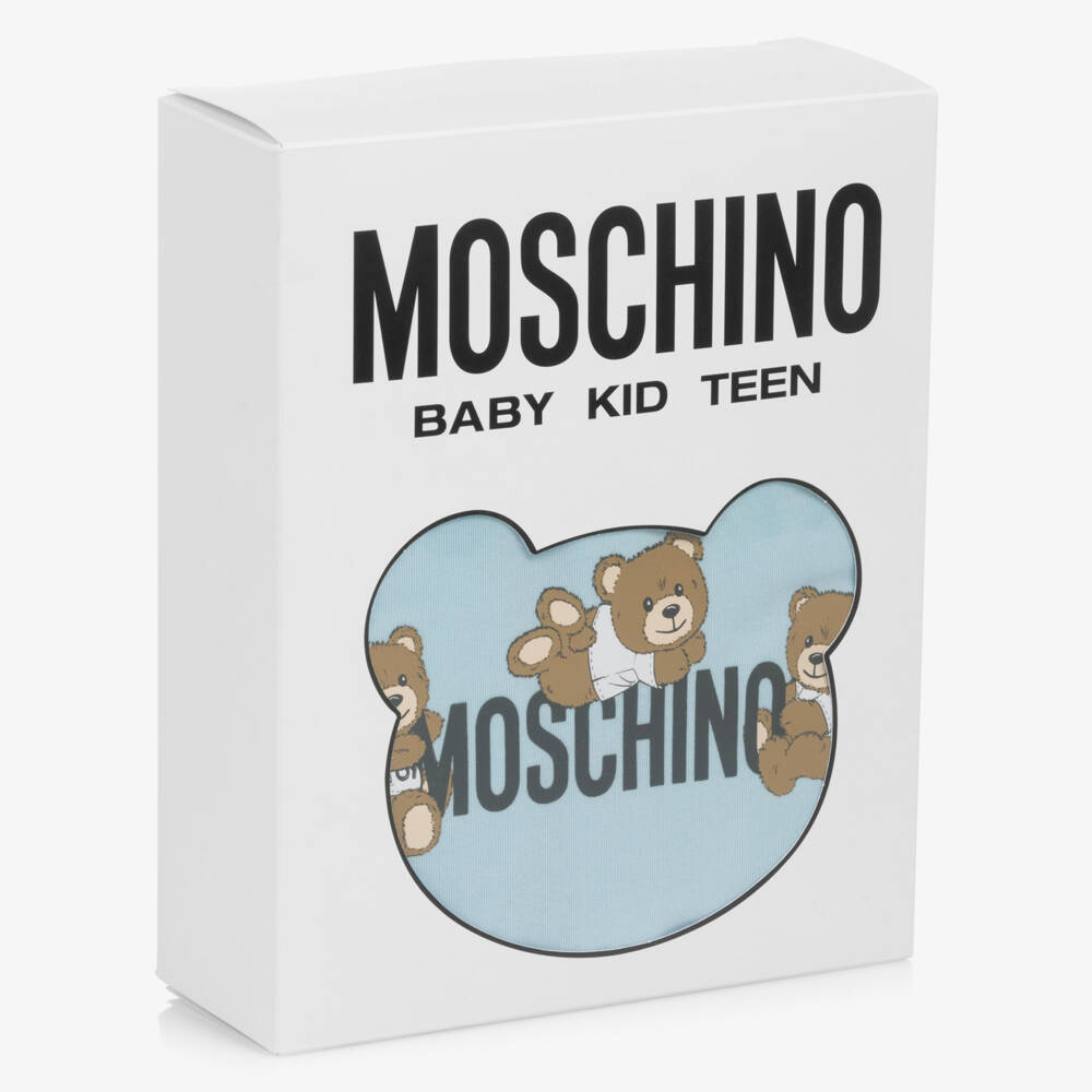 Moschino-Boys Blue Teddy Print Babysuit Ensemble | Childrensalon Outlet