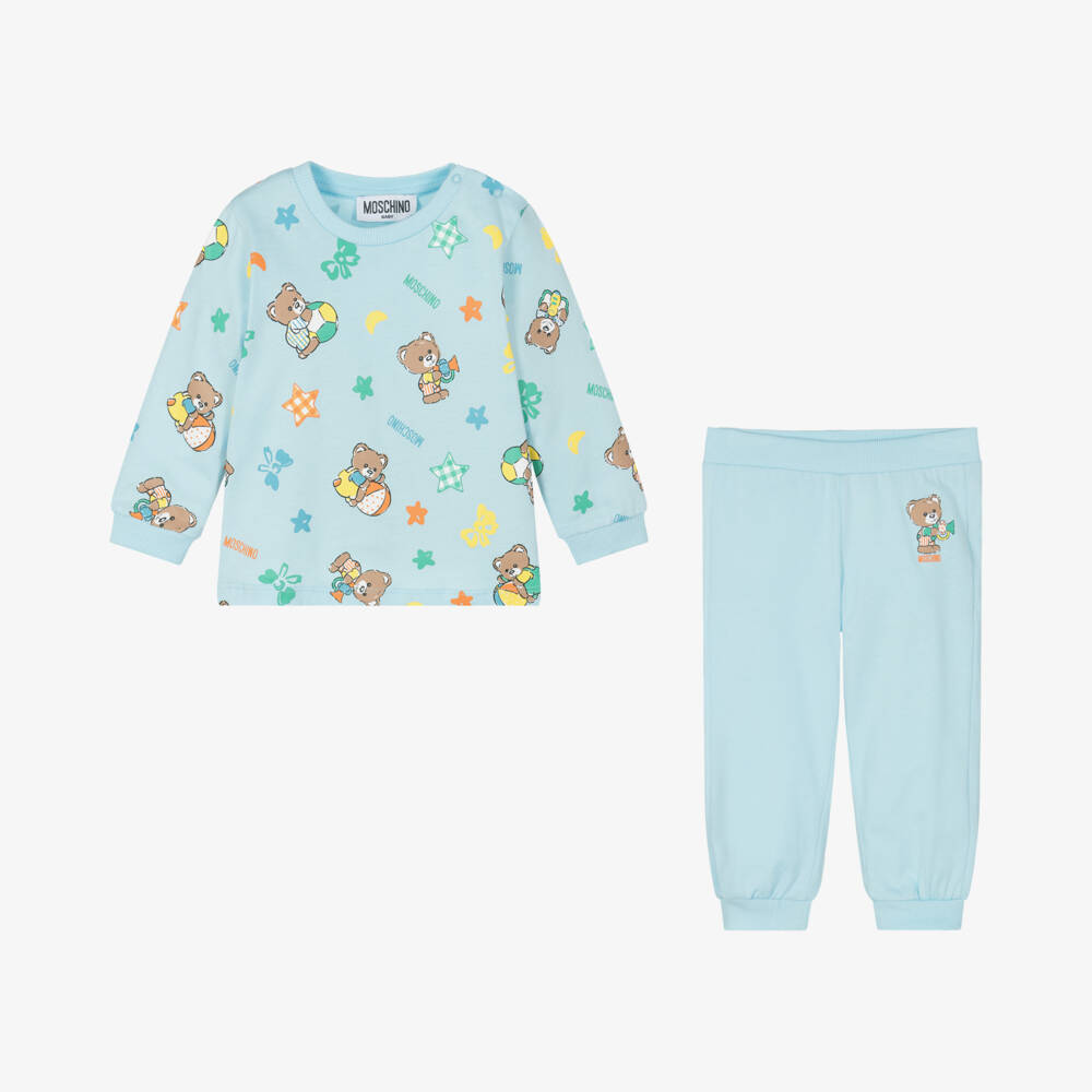 Moschino Baby-Boys Blue Teddy Trouser Outfit | Childrensalon Outlet
