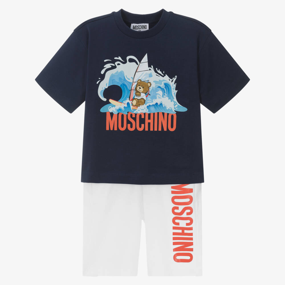 Moschino-Комплект из синего и белого хлопка для мальчиков | Childrensalon Outlet