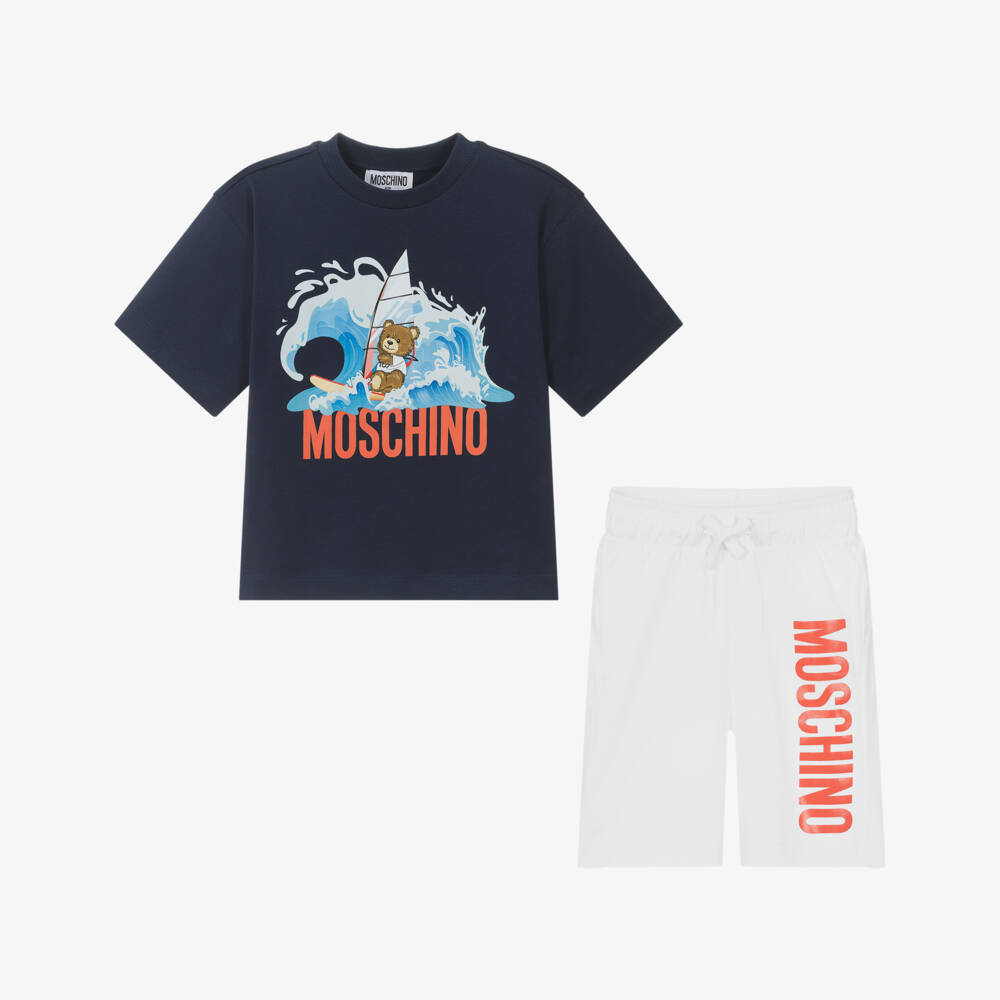 Moschino-Boys Blue & White Cotton Duo | Childrensalon Outlet