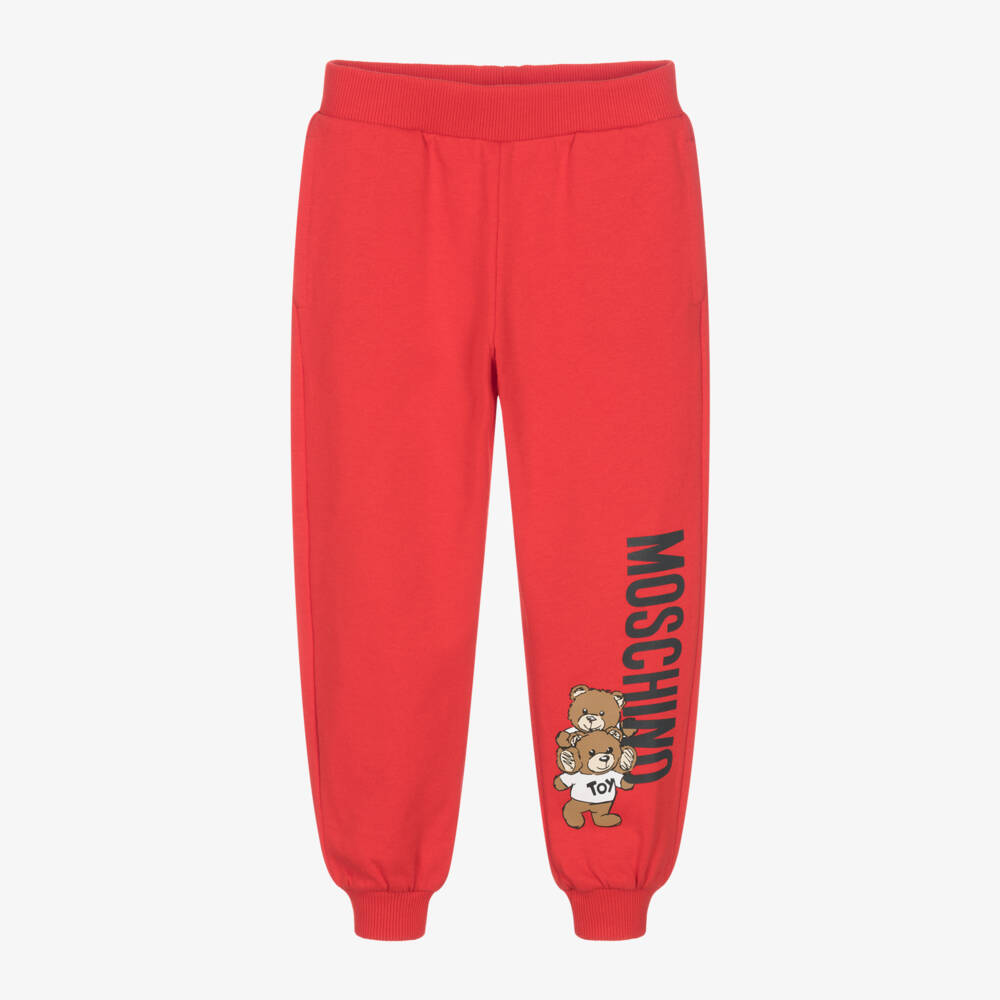 Moschino Kid-Teen-بنطلون رياضي بطبعة تيدي بيرقطن لون أحمر | Childrensalon Outlet