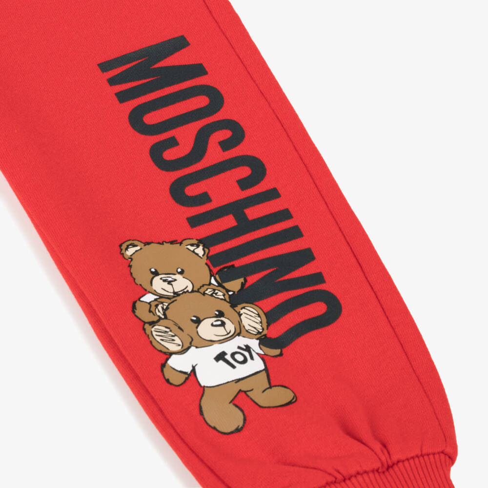 Moschino Кид-Тин-Красные хлопковые джоггеры Teddy Bear | Childrensalon Outlet