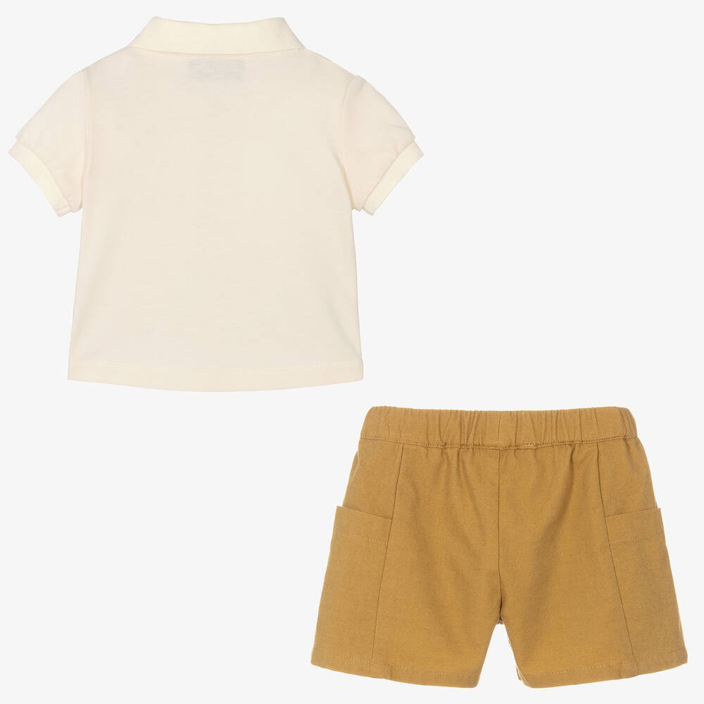 Moschino Baby-طقم شورت أطفال ولادي قطن لون بني | Childrensalon Outlet