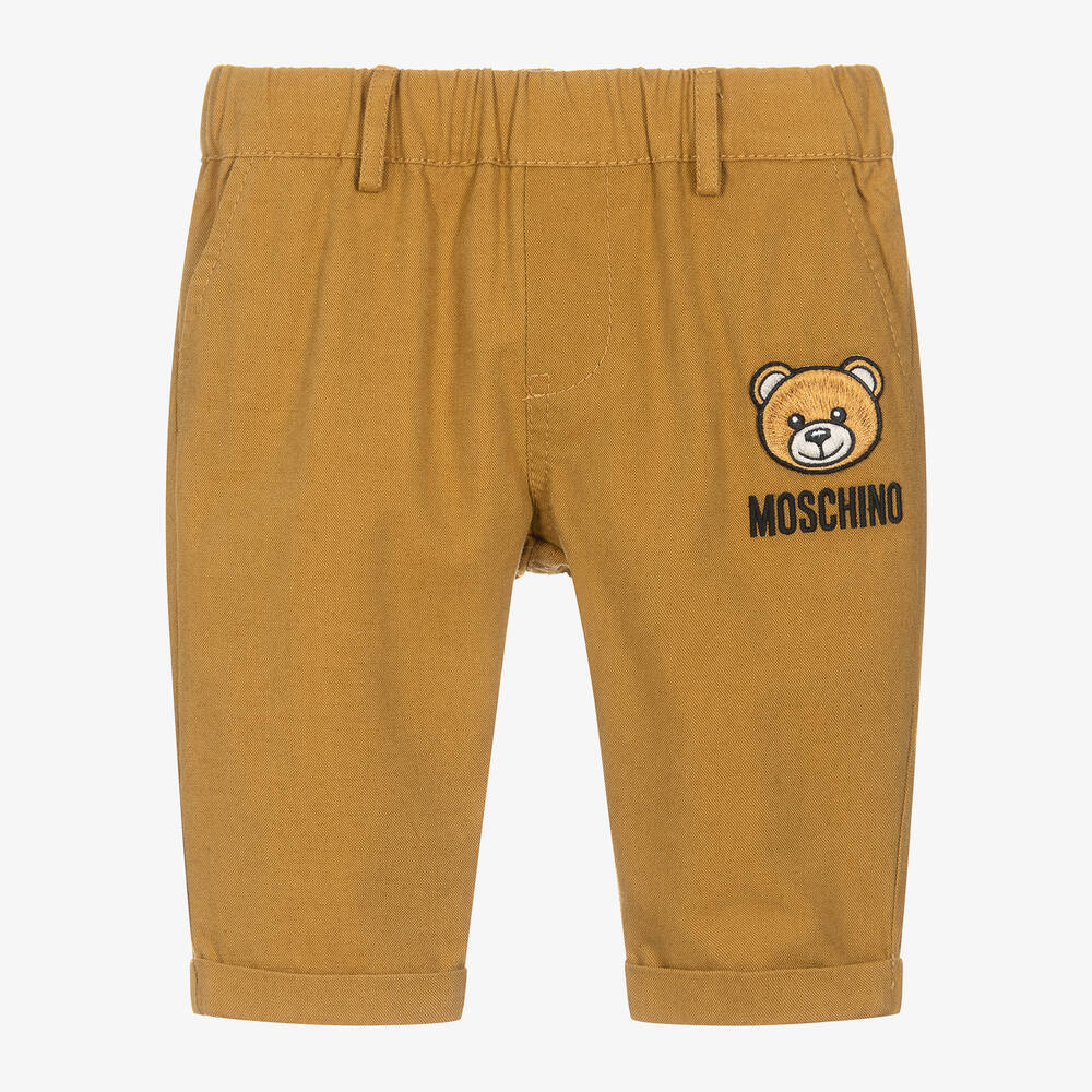 Moschino Baby-Boys Brown Cotton Teddy Bear Trousers | Childrensalon Outlet