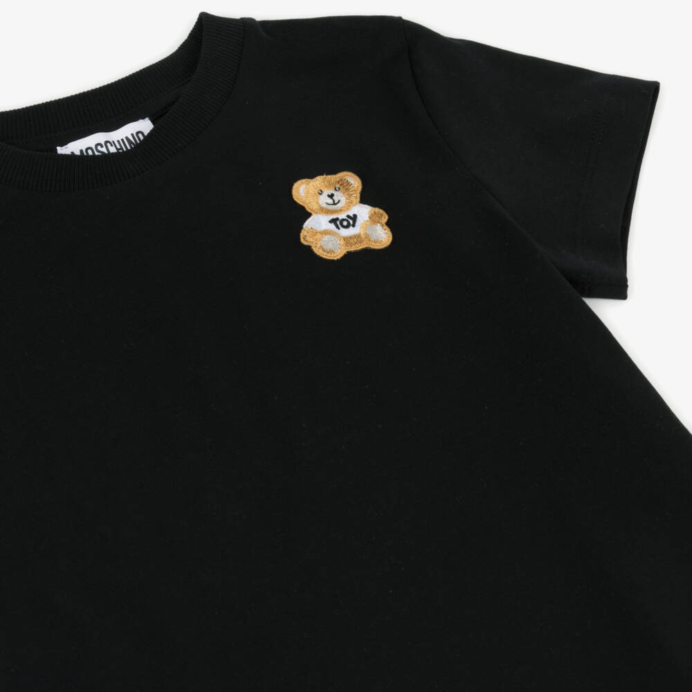 Moschino-Boys Charcoal Bear Logo Tee | Childrensalon Outlet