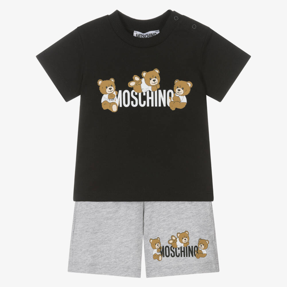 Moschino-طقم شورتات فحمية للأولاد مع دب | Childrensalon Outlet