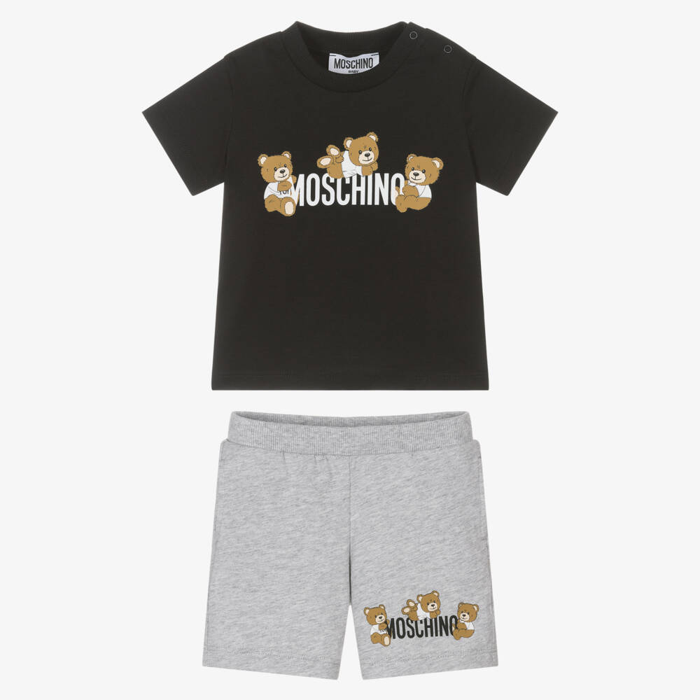 Moschino-Boys Charcoal Bear Shorts Combo | Childrensalon Outlet