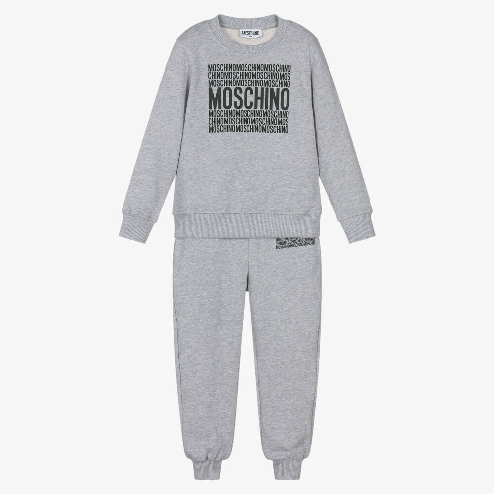 Moschino-Комплект из хлопка с логотипом для мальчиков в угольном цвете | Childrensalon Outlet