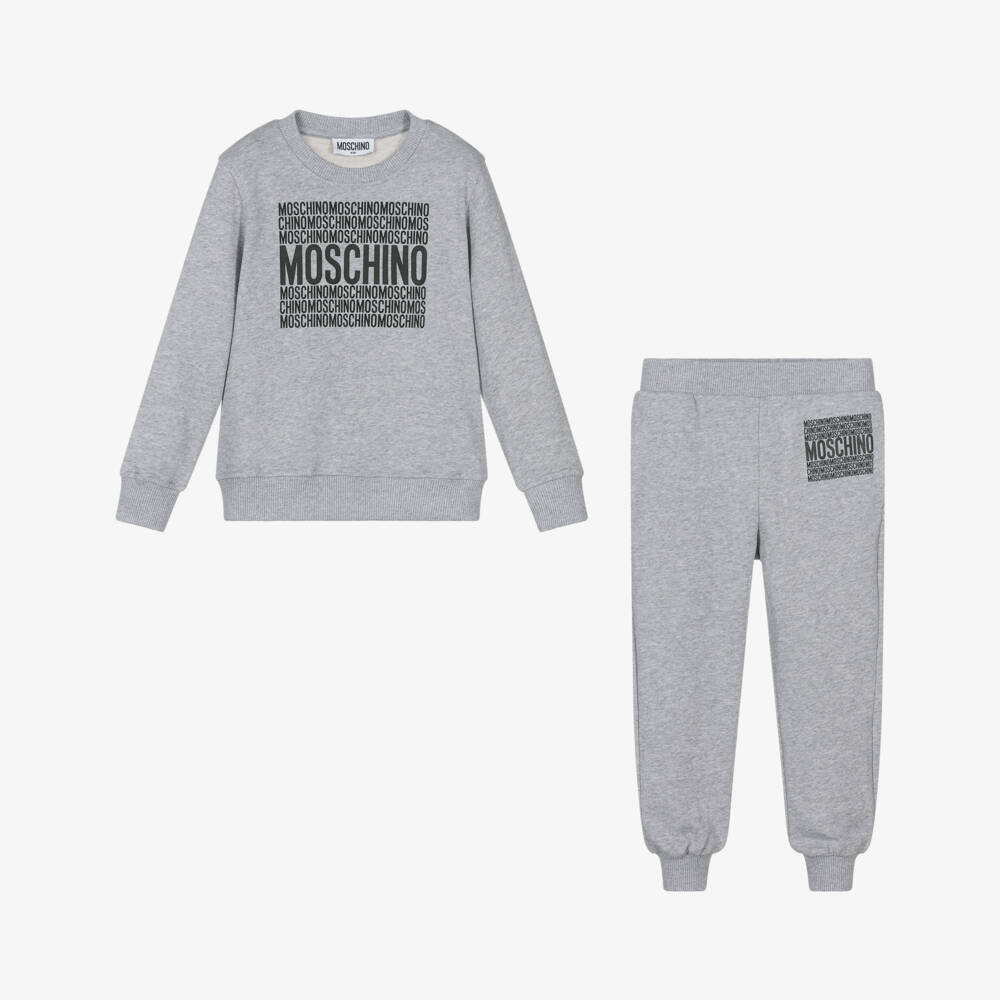 Moschino-Boys Charcoal Logo Cotton Set | Childrensalon Outlet
