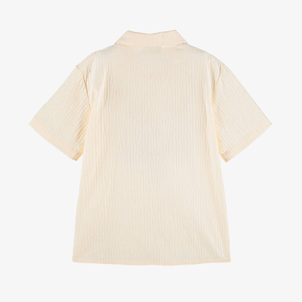 Moschino-Boys Classic Beige Patterned Shirt | Childrensalon Outlet