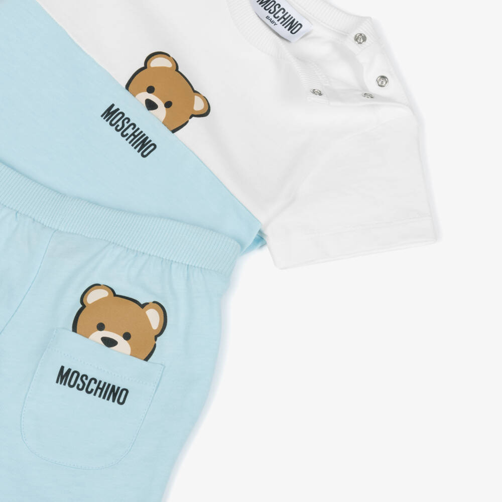 Moschino-Boys Classic Blue Cotton Ensemble | Childrensalon Outlet