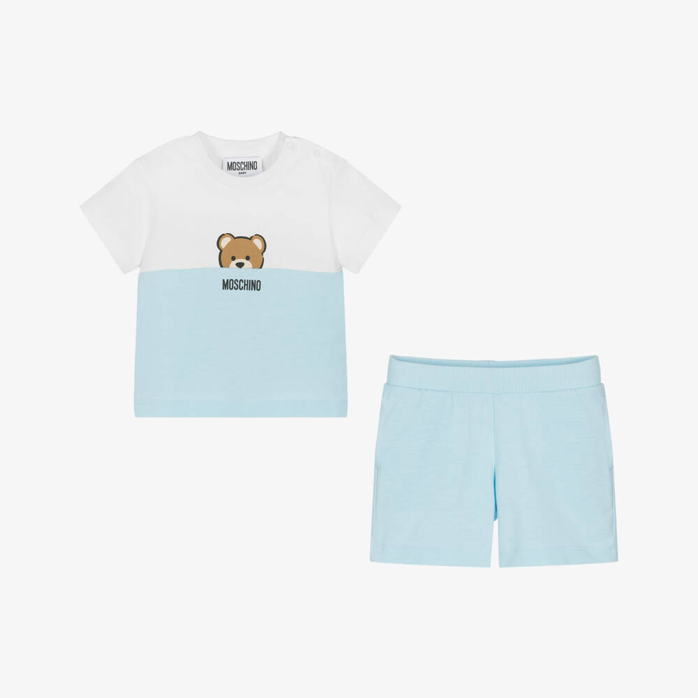 Moschino-Boys Classic Blue Cotton Ensemble | Childrensalon Outlet