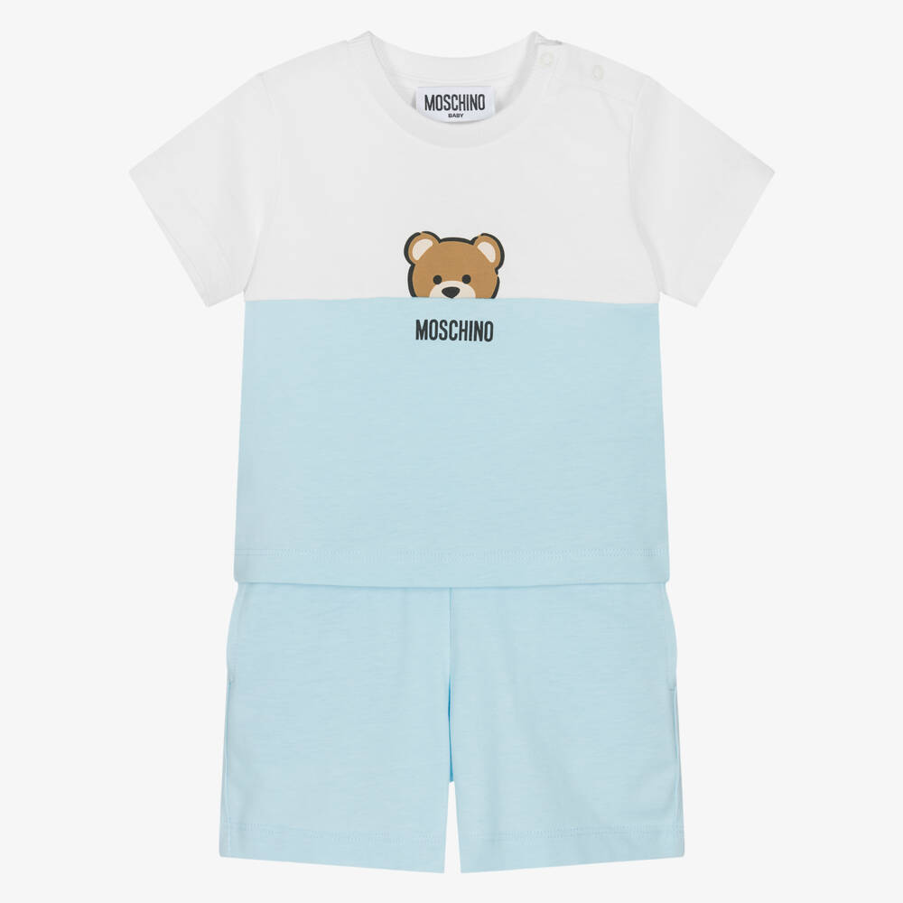 Moschino-Boys Classic Blue Cotton Ensemble | Childrensalon Outlet