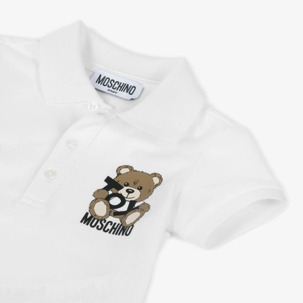 Moschino-Boys Classic White Teddy Polo | Childrensalon Outlet