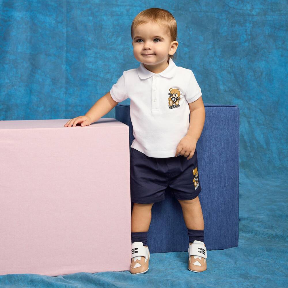 Moschino-Boys Classic White Teddy Polo | Childrensalon Outlet