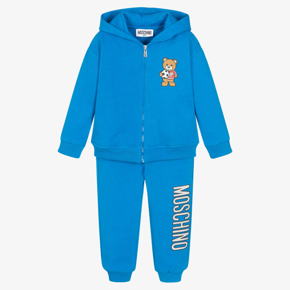 Moschino Baby - تراكسوت أطفال ولادي قطن لون أزرق | Childrensalon