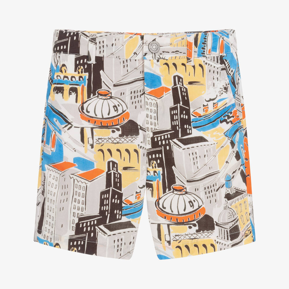 Moschino Kid-Teen - Baumwollshorts mit City-Print | Childrensalon