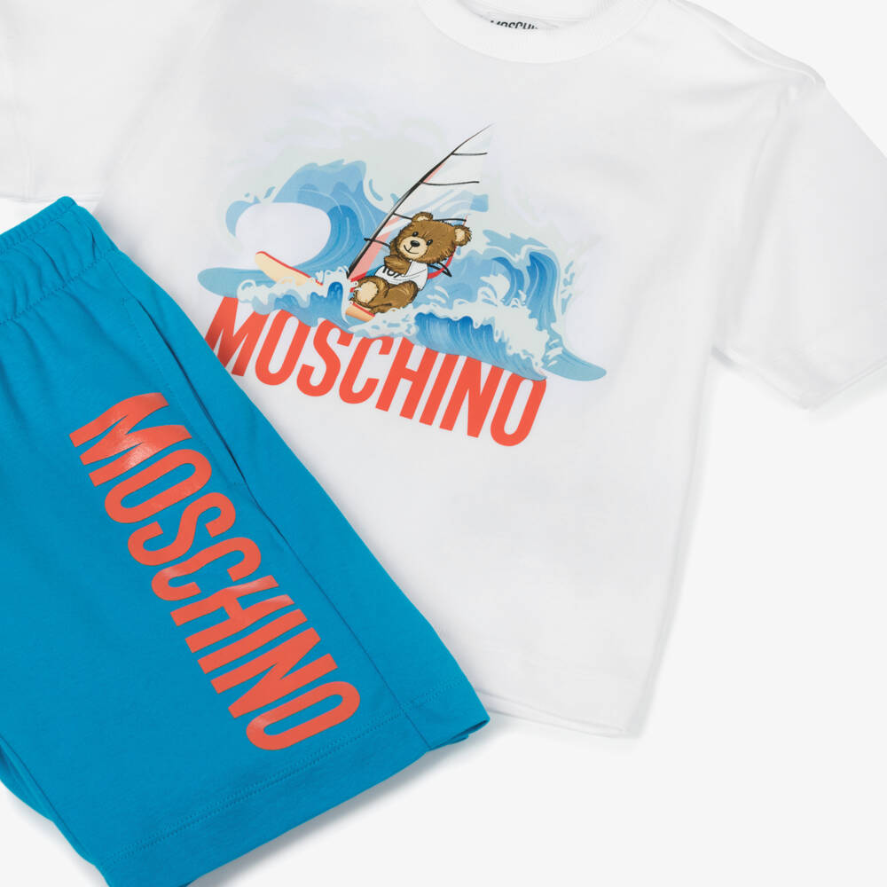 Moschino-Boys Cotton Surfing Bear Set | Childrensalon Outlet