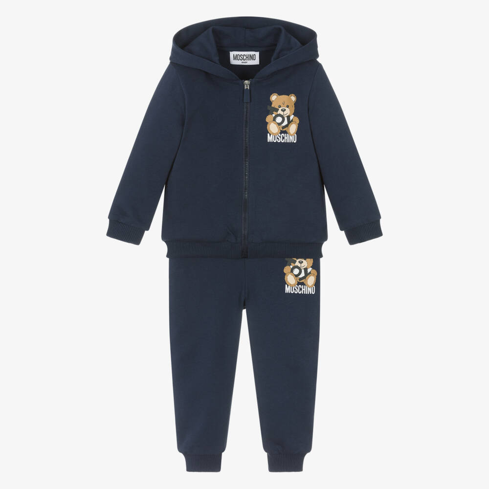 Moschino-Boys Cozy Bear Blue Tracksuit | Childrensalon Outlet