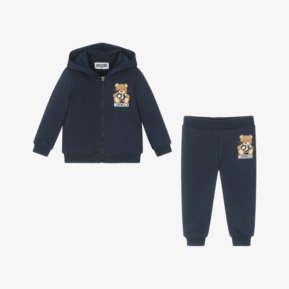 Moschino-Boys Cozy Bear Blue Tracksuit | Childrensalon Outlet