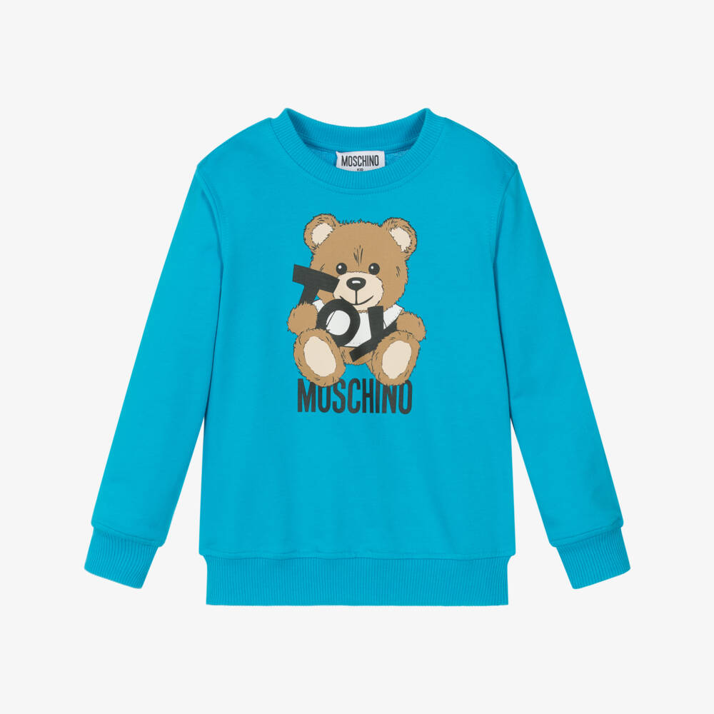 Moschino-Boys Cozy Blue Bear Top | Childrensalon Outlet