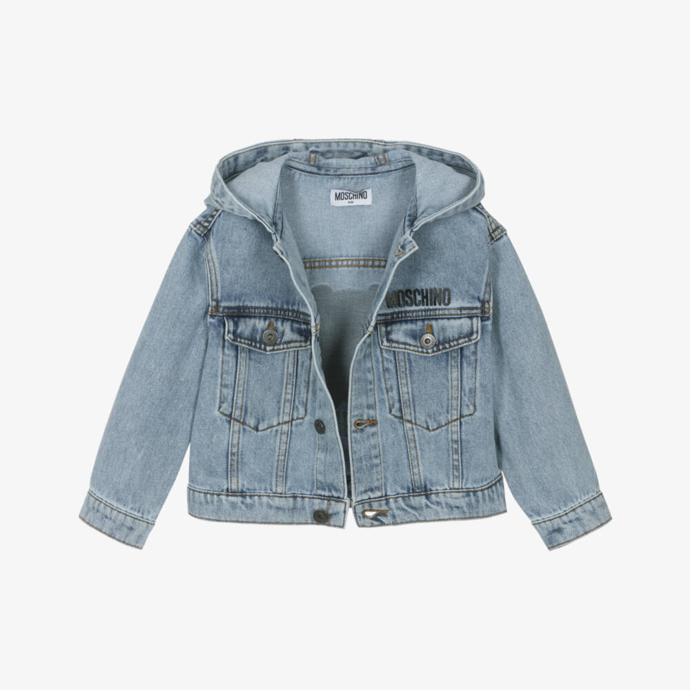 Moschino-Boys Cozy Blue Denim Hooded Coat | Childrensalon Outlet
