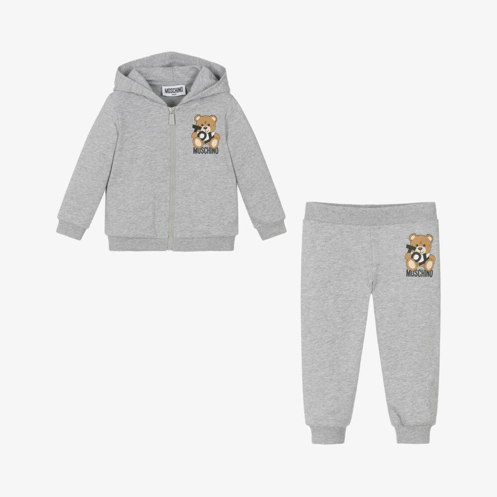 Moschino-Boys Cozy Grey Bear Ensemble | Childrensalon Outlet