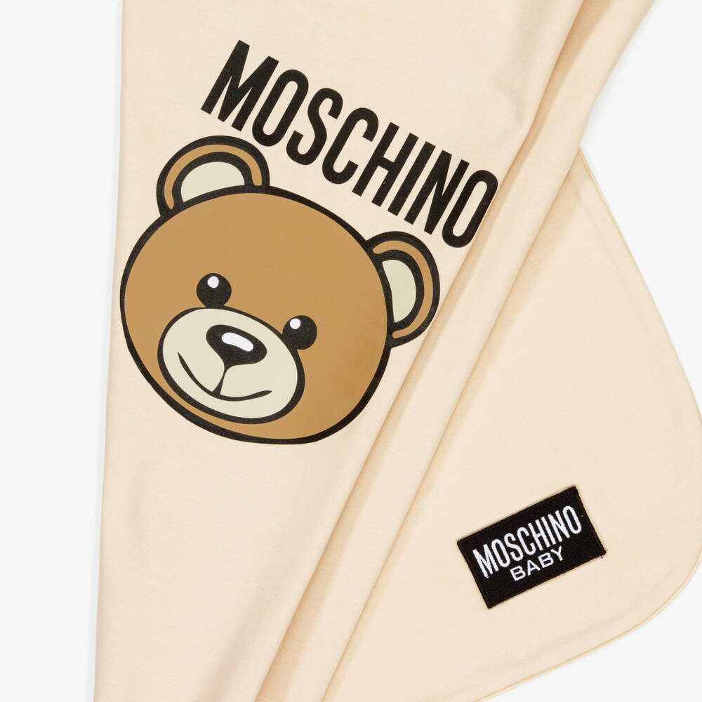 Moschino-Boys Cuddly Beige Bear Blanket | Childrensalon Outlet