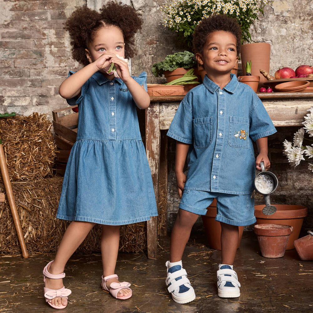 Moschino-Boys Delightful Denim Print Shirt | Childrensalon Outlet